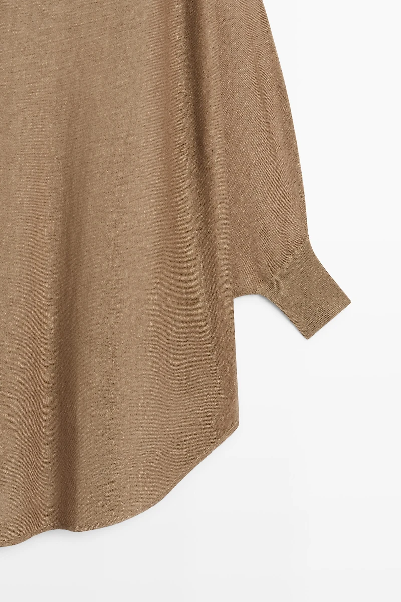 Linen blend flowing cape-style sweater