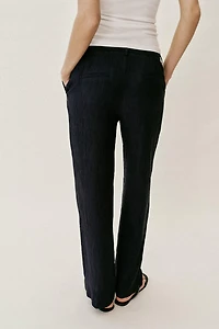PANTALON DROIT EFFET FROISSÉ