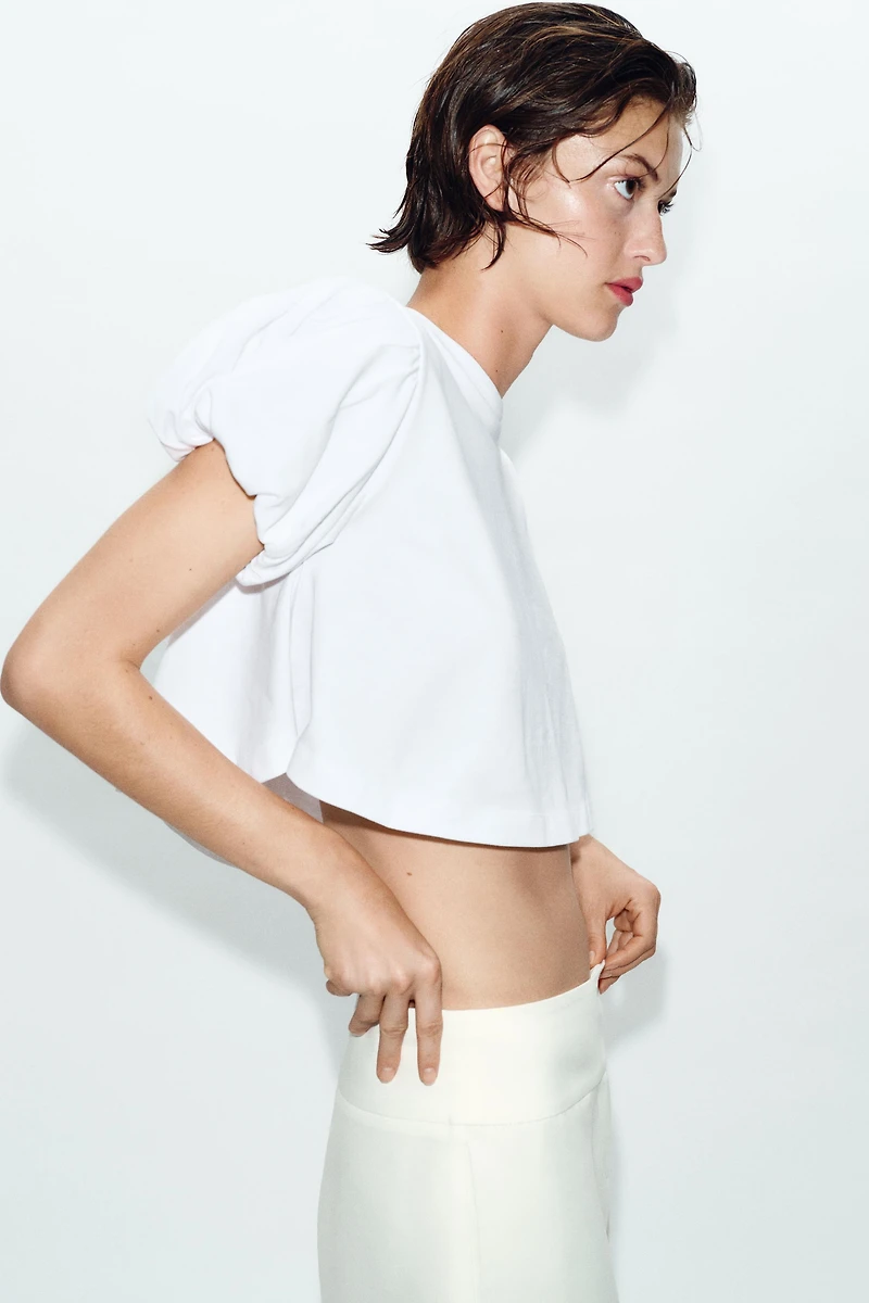 CROPPED VOLUMINOUS SLEEVE T-SHIRT