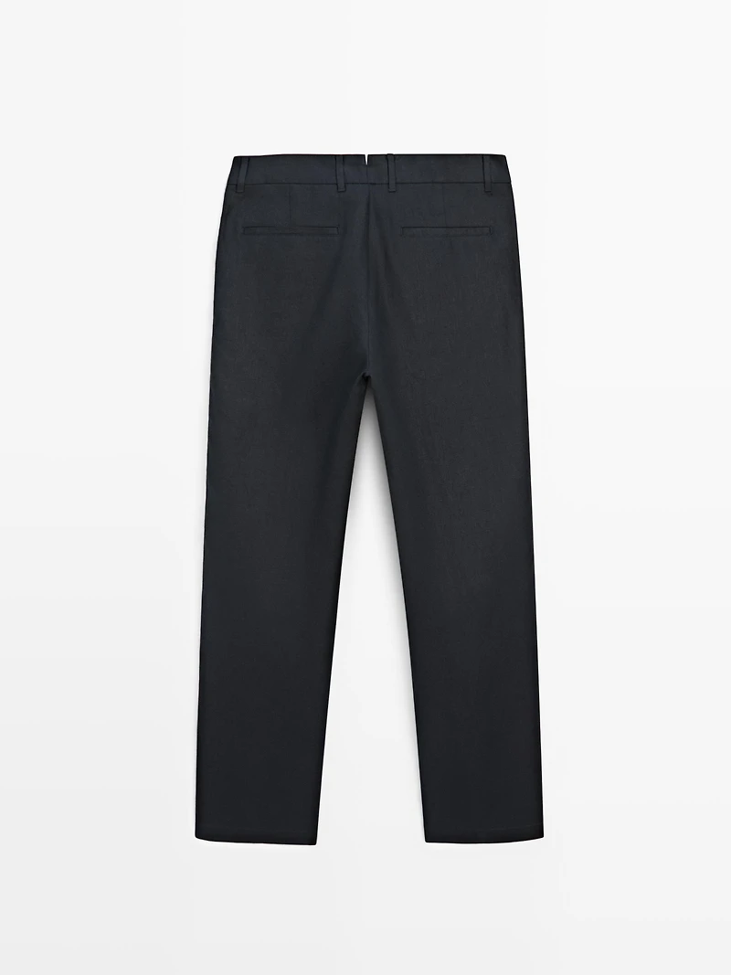 100% linen tapered fit trousers