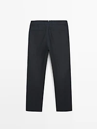 100% linen tapered fit trousers