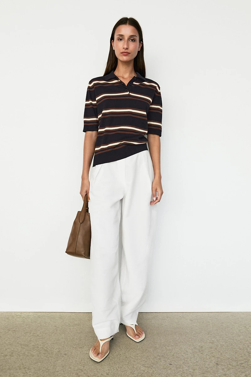 100% Cotton Striped Knit Polo