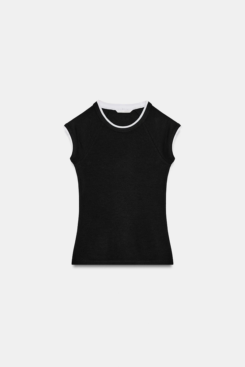 DOUBLE SHORT SLEEVE EFFECT T-SHIRT