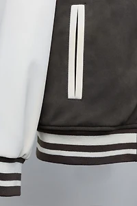 BLOUSON BOMBER À CAPUCHE MATIÈRE SYNTHÉTIQUE