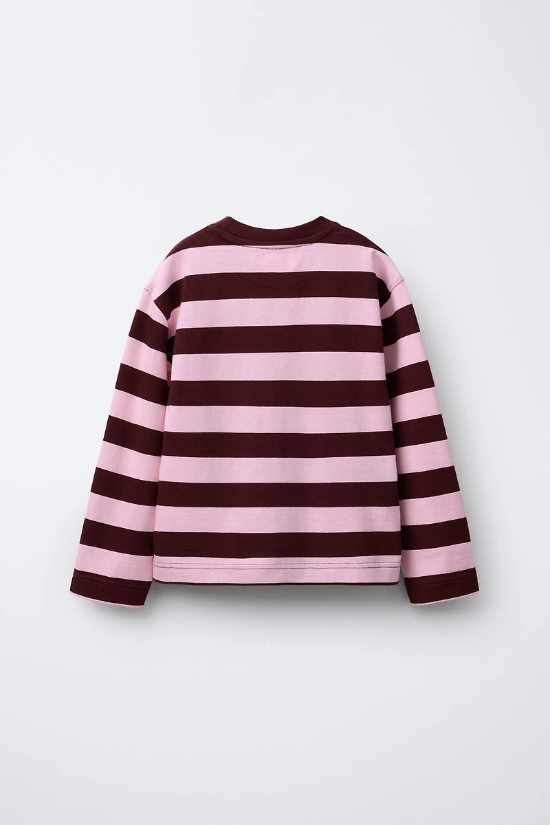 STRIPED EMBROIDERED HEART T-SHIRT