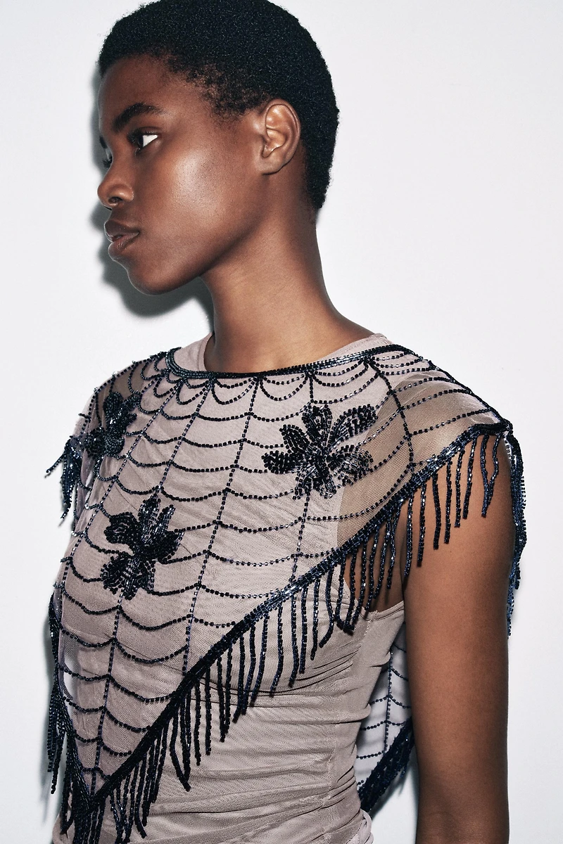 BEADED EMBROIDERED CAPE