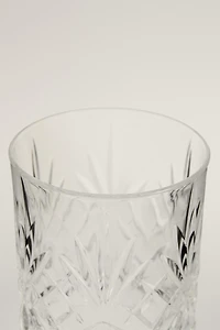 CRYSTALLINE TUMBLER WITH RAISED DESIGN