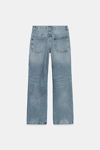 TRF RIPPED WIDE LEG RHINESTONE JEANS