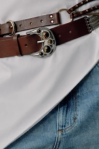 100% LEATHER BELT WITH STONES
