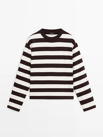 Striped long sleeve cotton T-shirt