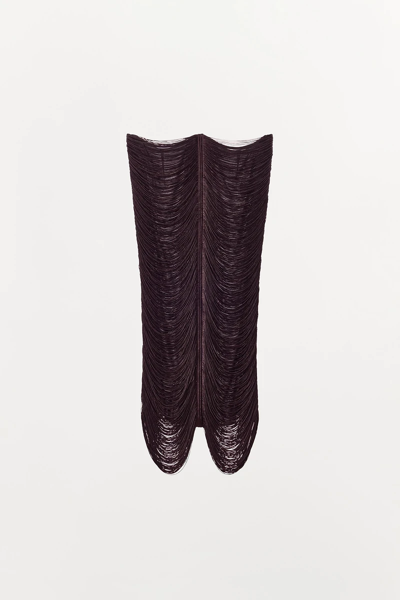 FRINGED MIDI SKIRT