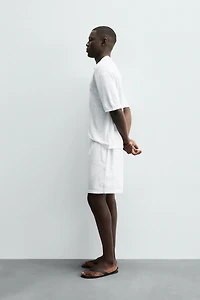 REGULAR FIT LINEN COTTON SHORTS