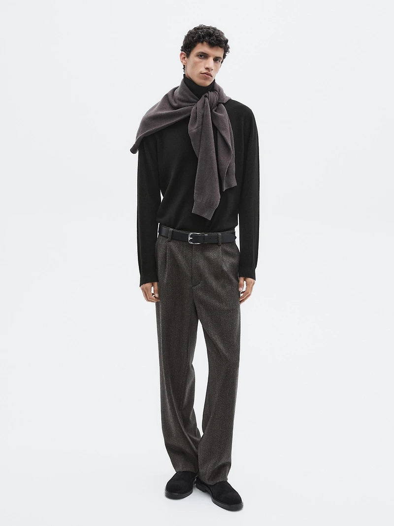 Herringbone wool blend trousers - LIMITED