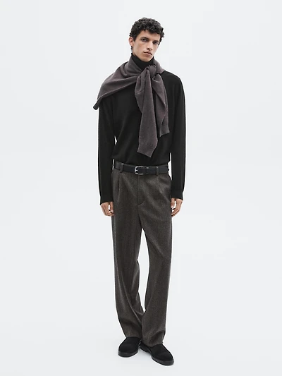 Herringbone wool blend trousers - LIMITED