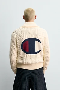 JACQUARD CABLE KNIT CARDIGAN CHAMPION ® X ZARA