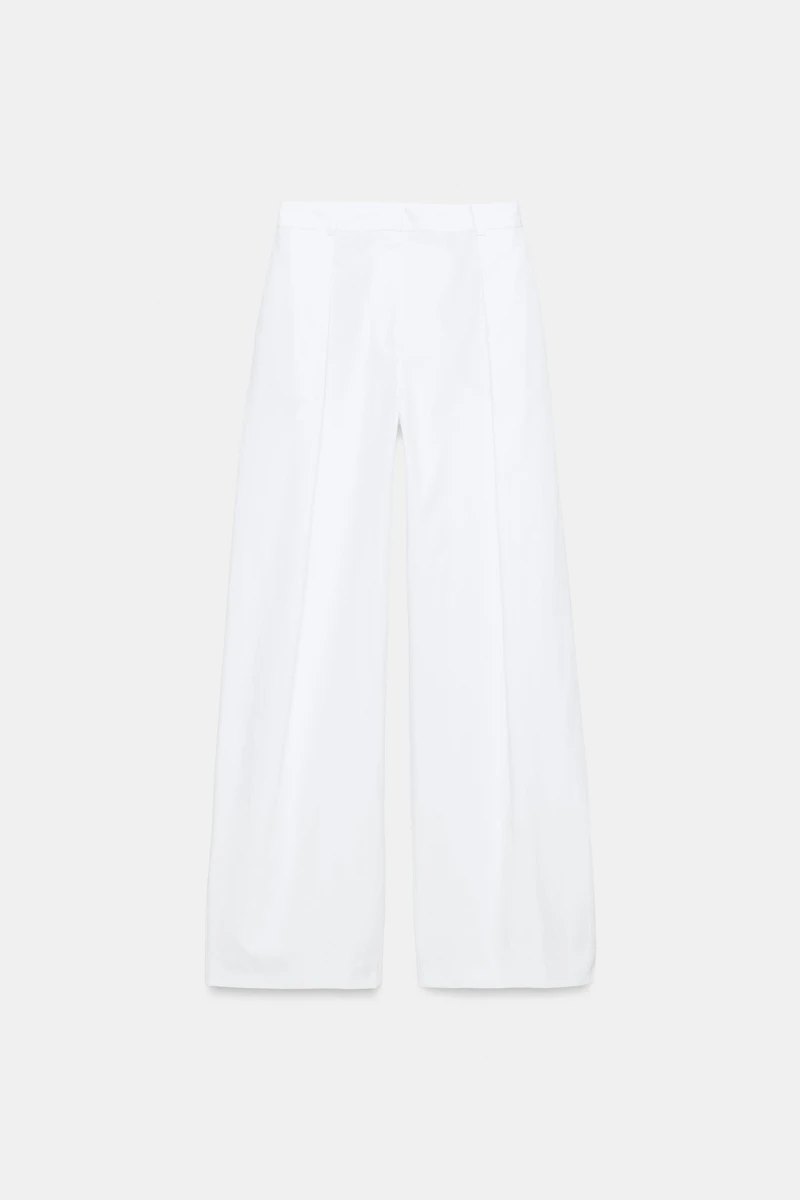 POPLIN PLEATED PANTS