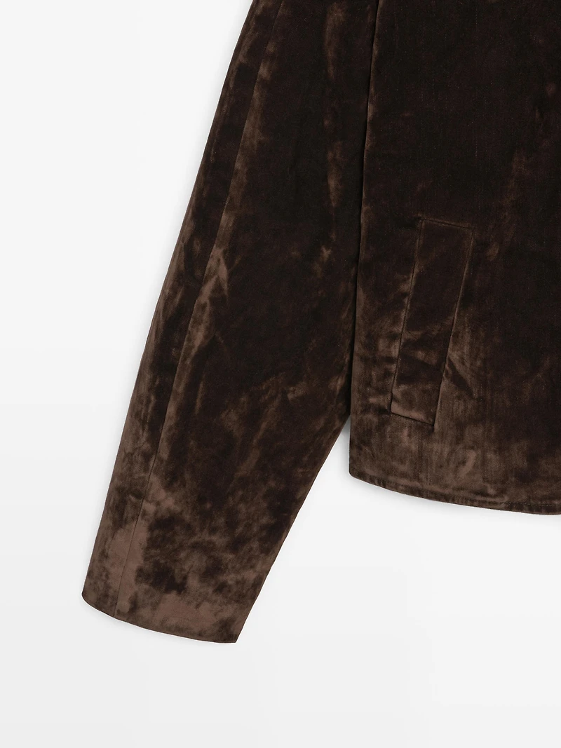 Veste denim courte finition velours