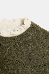 WOOL AND ALPACA BLEND POINTELLE SWEATER