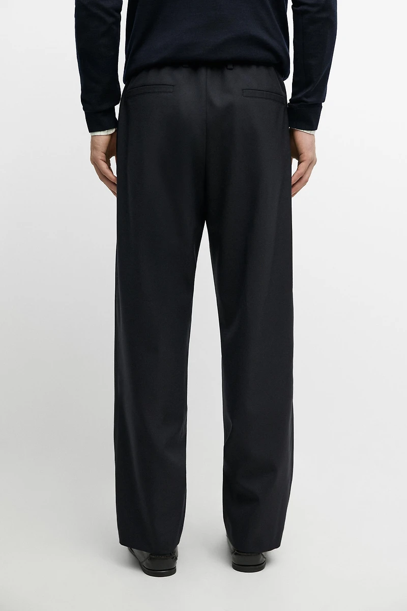 100% cool wool textured pants