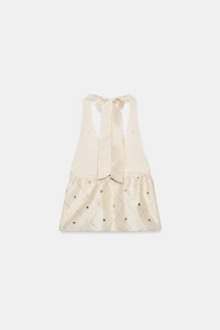 TOP EN TAFFETAS BRODERIES MIROIRS
