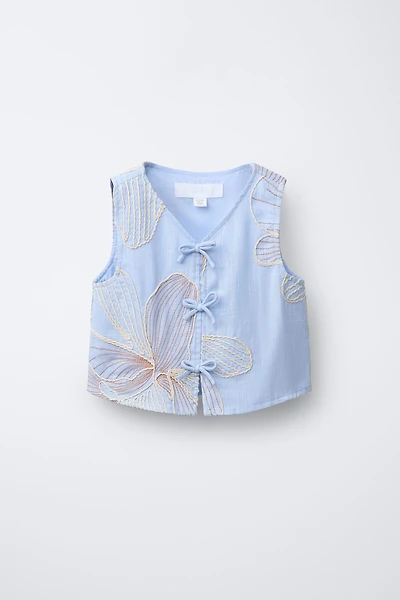 EMBROIDERED TIE TOP