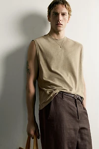 RELAXED FIT COTTON-LINEN TANK TOP