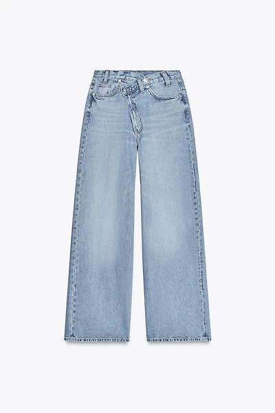 TRF HIGH-RISE WIDE LEG CROSSOVER WAIST JEANS