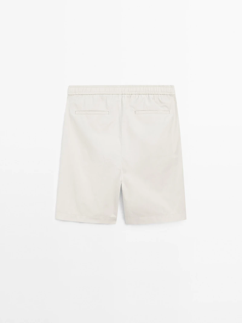 Jogger-fit poplin Bermuda shorts