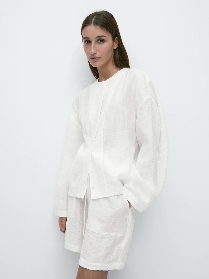 Flowing bomber shirt