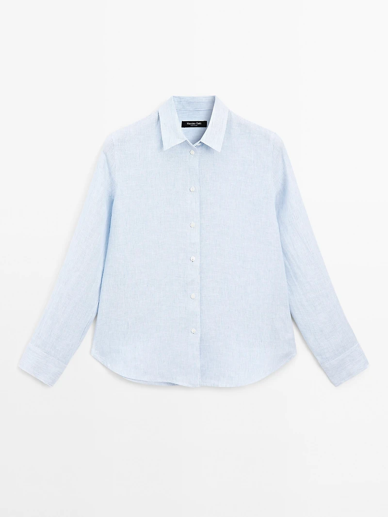 Pinstriped flowing linen shirt