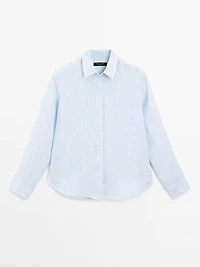 Pinstriped flowing linen shirt