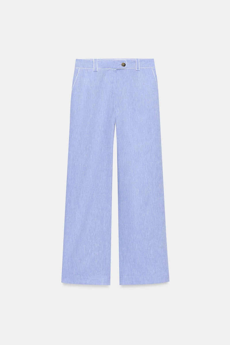LINEN PANTS WITH PIPING