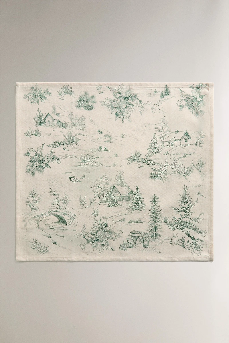 SET OF TOILE DE JOUY CHRISTMAS COTTON NAPKINS (SET OF 2)