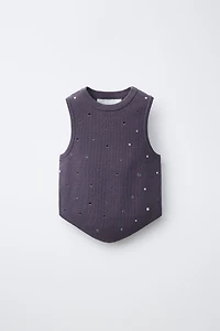 MIRROR EMBELLISHED KNIT TOP