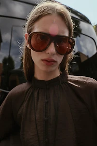 SHEER BALLOON SLEEVE BLOUSE