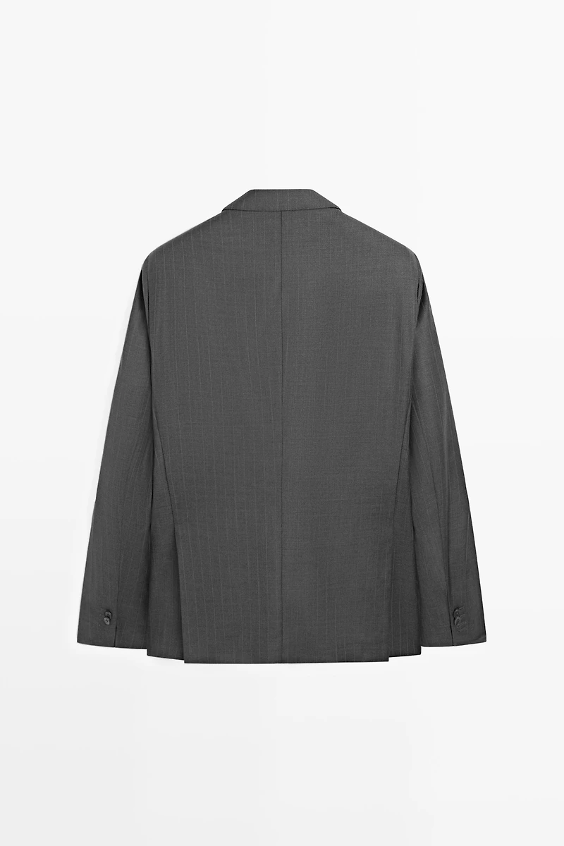 Veste de costume à rayures 100 % laine