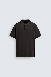 RIBBED KNIT POLO SHIRT