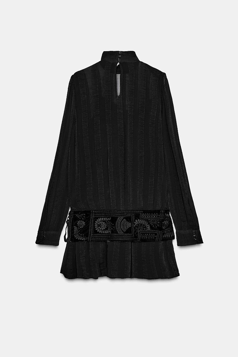 EMBROIDERED SASH COMBINATION DRESS ZW COLLECTION