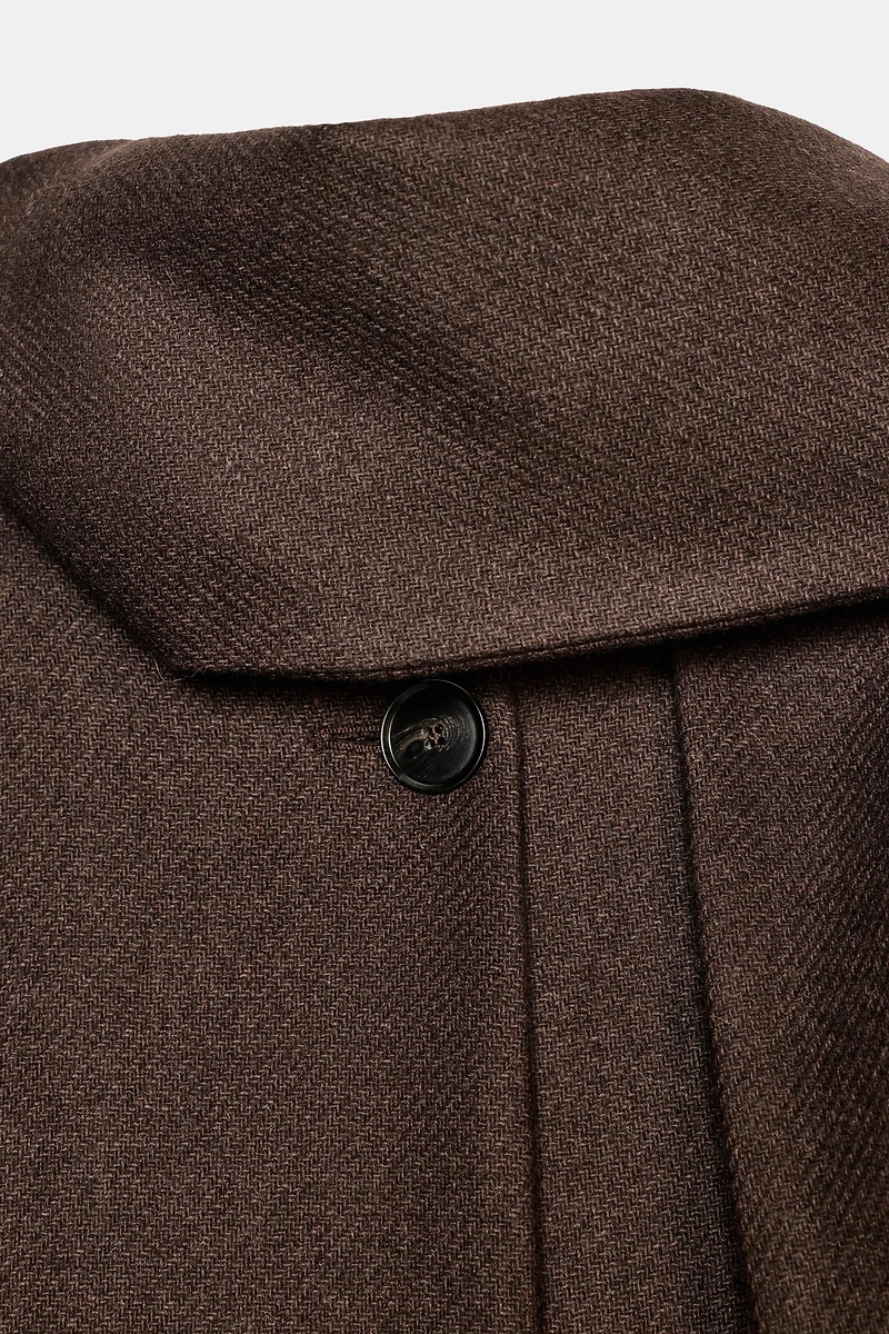 WOOL BLEND SHORT COAT WITH SCARF