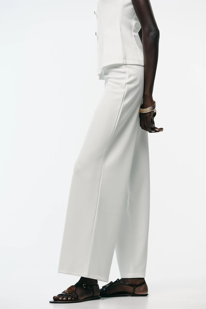 TWILL WIDE LEG PANTS