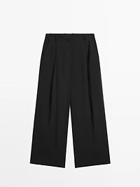 Flowing linen blend trousers with darts