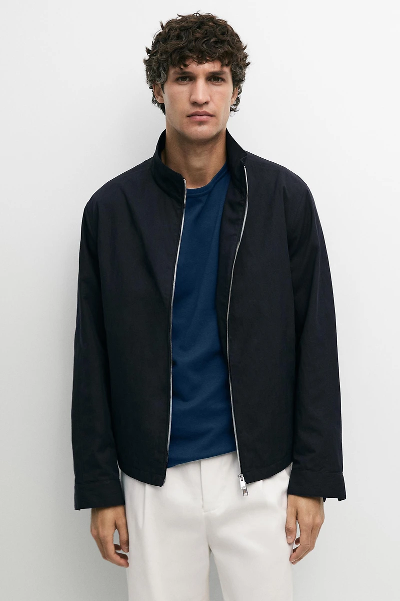 Veste à col montant en coton mélangé