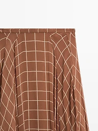 Long flowing skirt with checked detail
