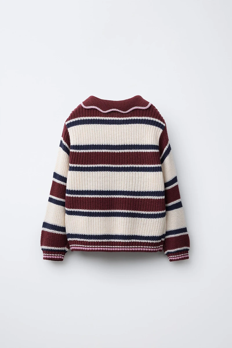 PULL EN MAILLE POLO RAYURES BRODÉ