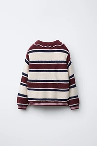 PULL EN MAILLE POLO RAYURES BRODÉ