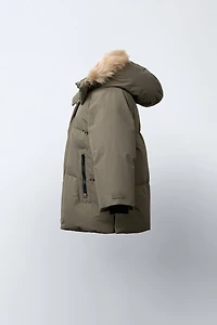 LONG DOWN FEATHER WATER REPELLENT AND WIND RESISTANT PUFFER COAT