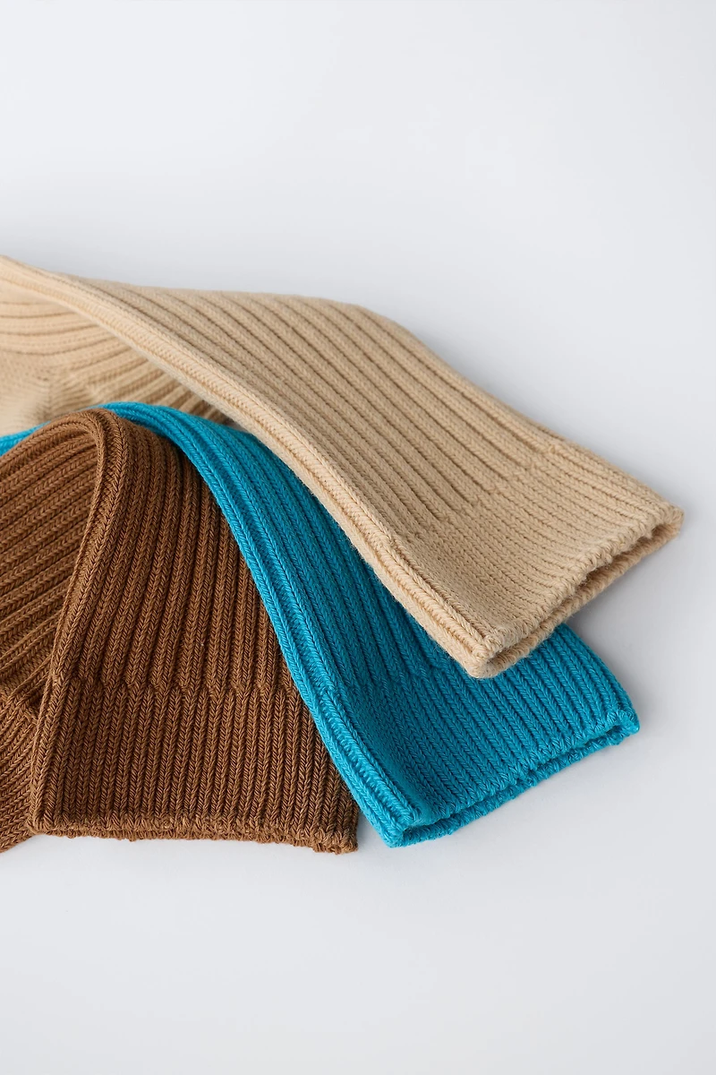 STORIESZ - THREE-PACK OF TALL RIBBED COTTON SOCKS