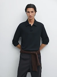 Polo manches longues texturé