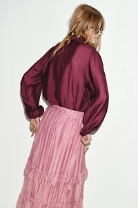 RUFFLED MIDI SKIRT