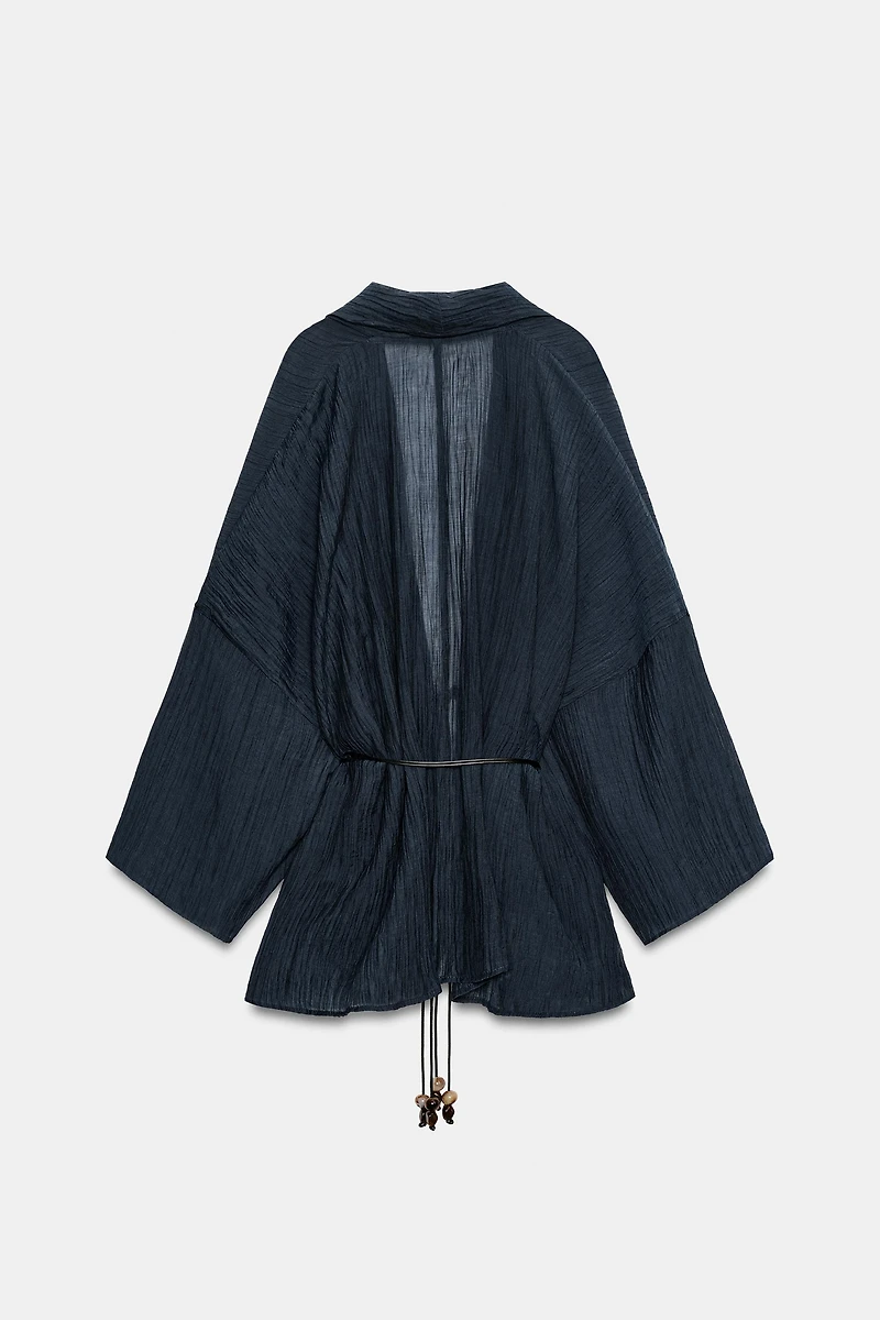 WRINKLED EFFECT SEMI-SHEER JACKET